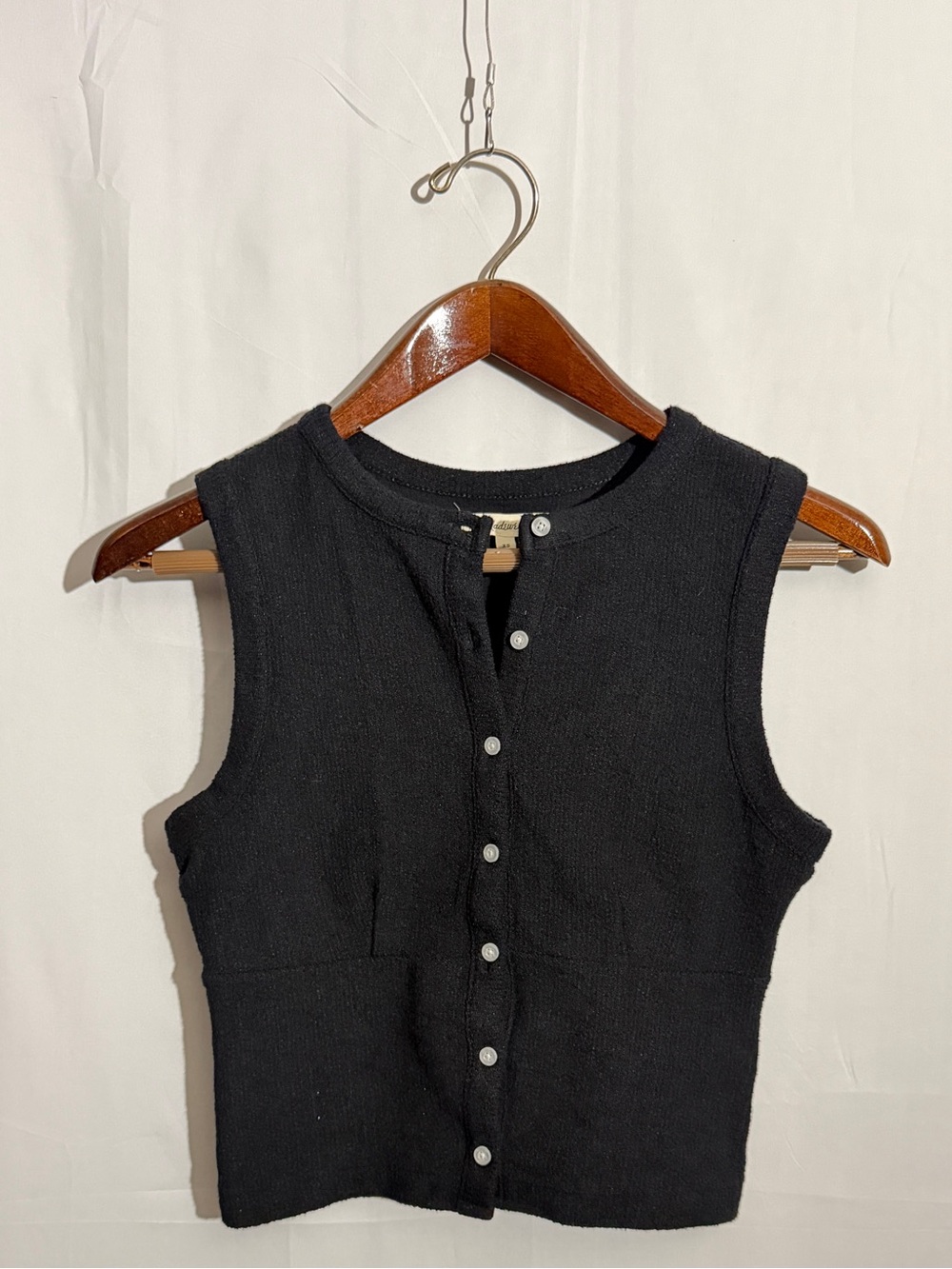 Madewell Split-Crewneck Cardigan Tank True Black M NP838